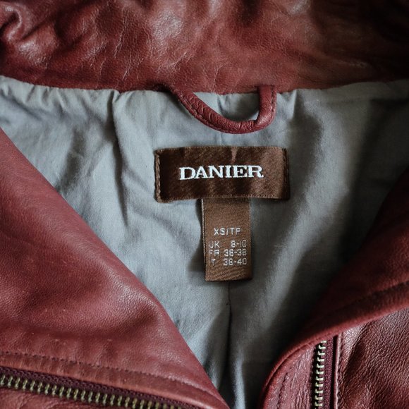 Danier Maroon Asymetric Leather Jacket - Picture 4 of 7